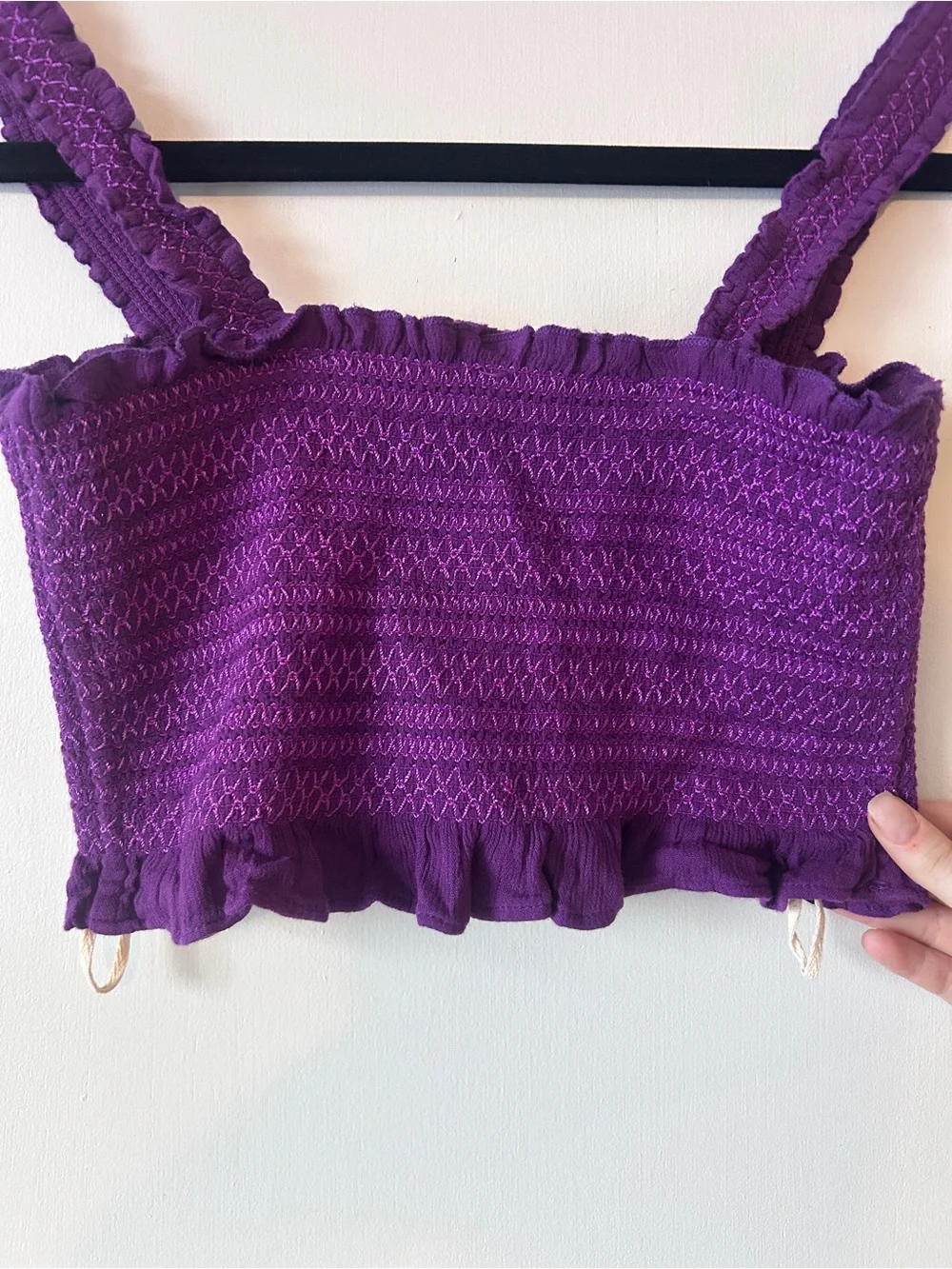 Free People Violet Smocked Ruffle Crop Tank